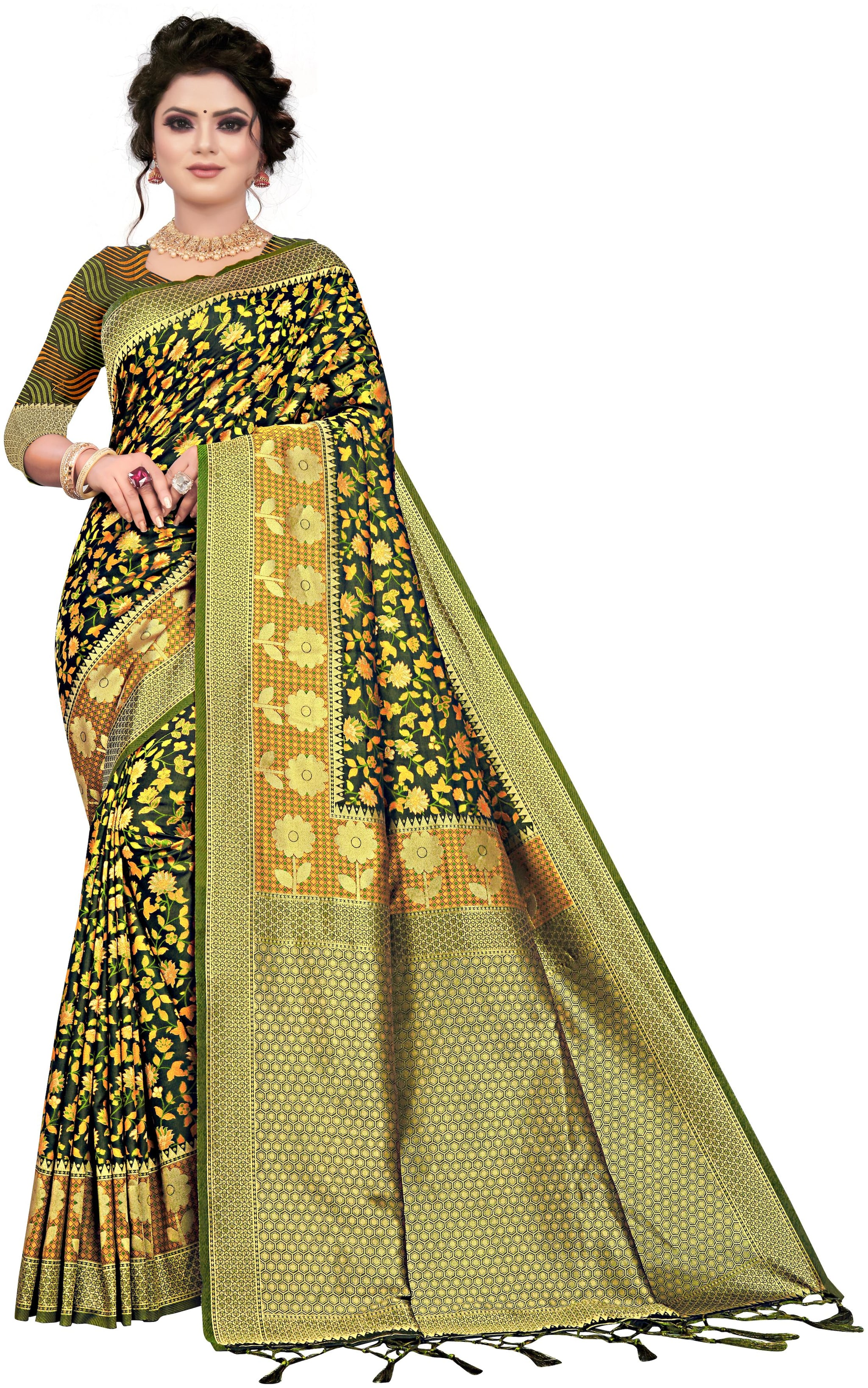 

Wax Berry Satin Silk Saree Multi