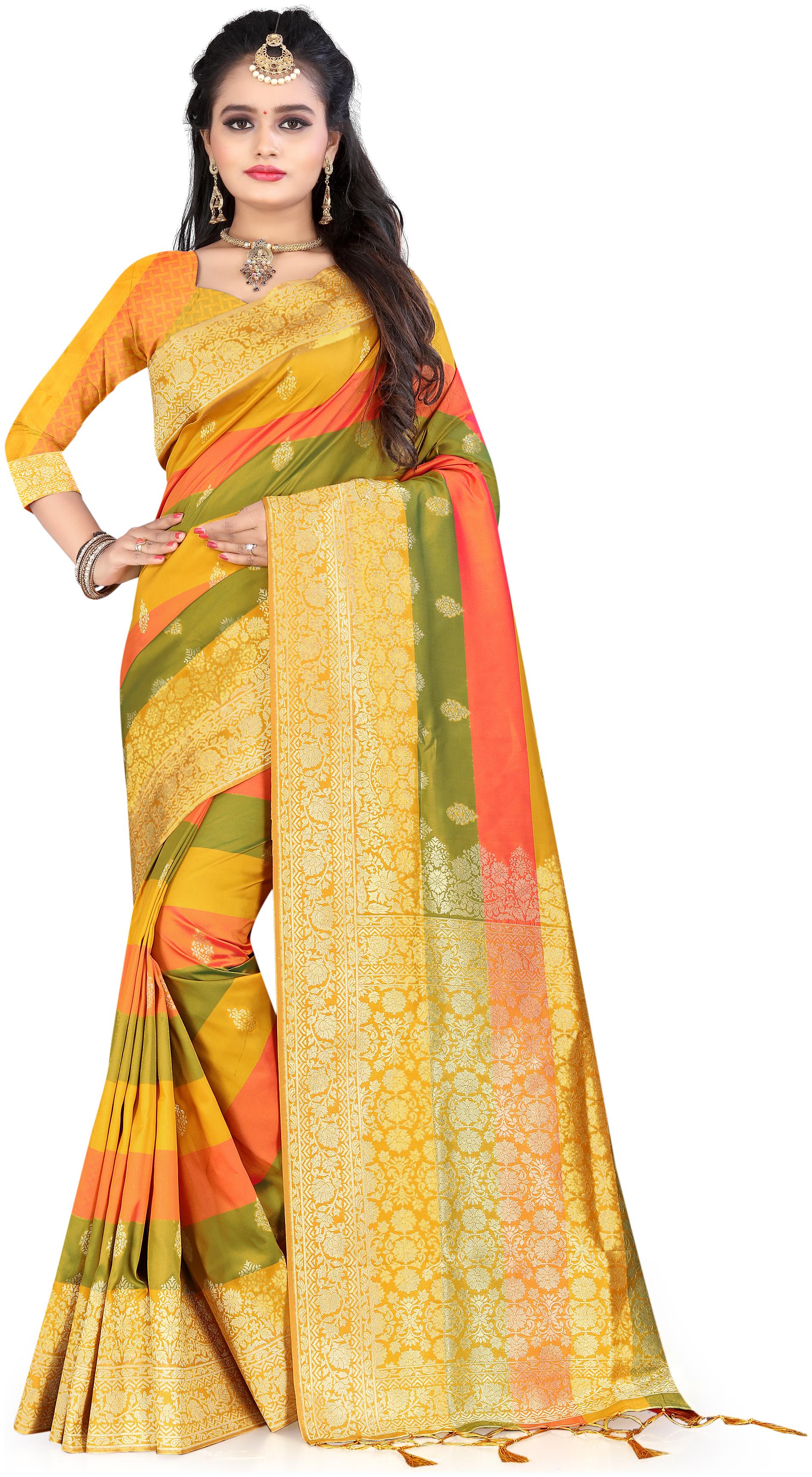 

Wax Berry Women Jacquard Woven Saree Yellow