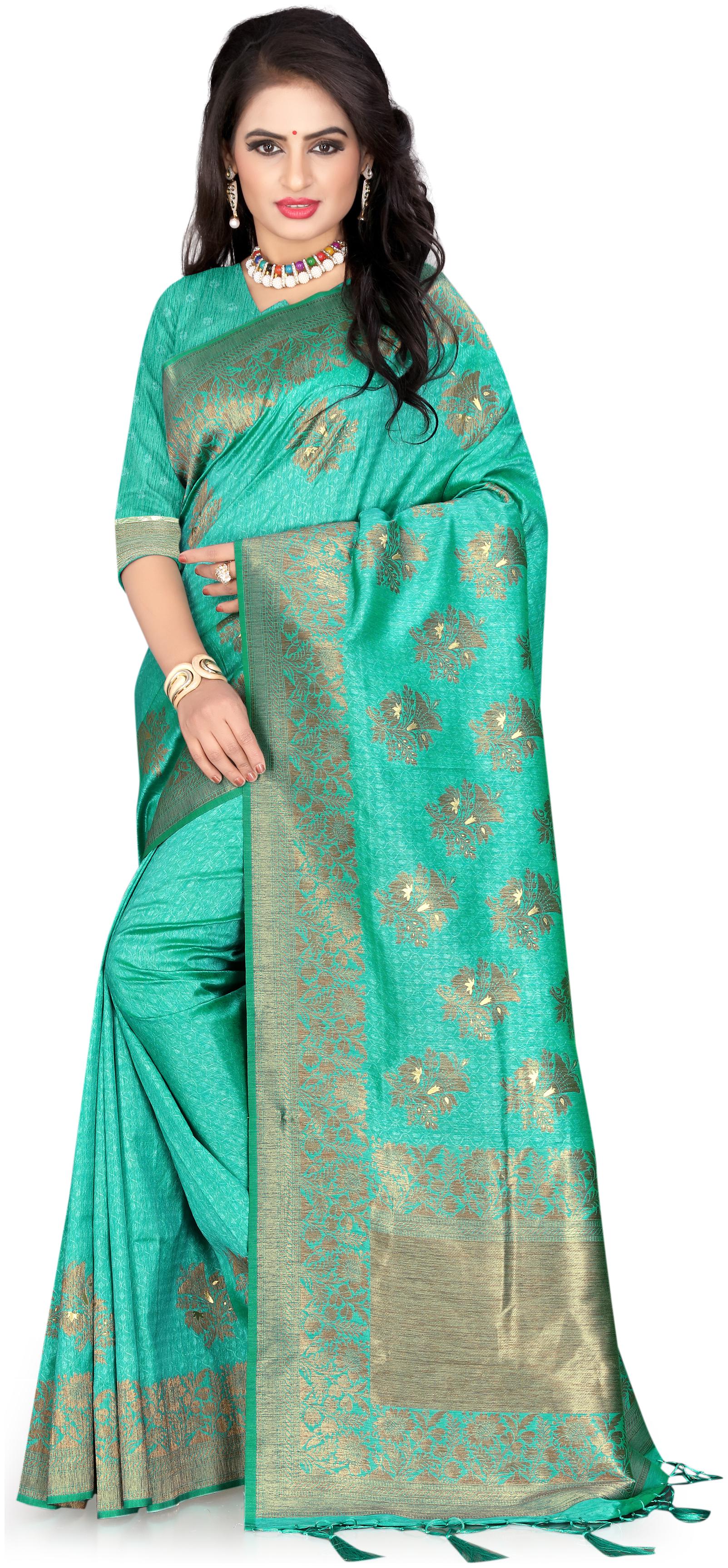 

Wax Berry Women Jacquard Woven Saree Blue
