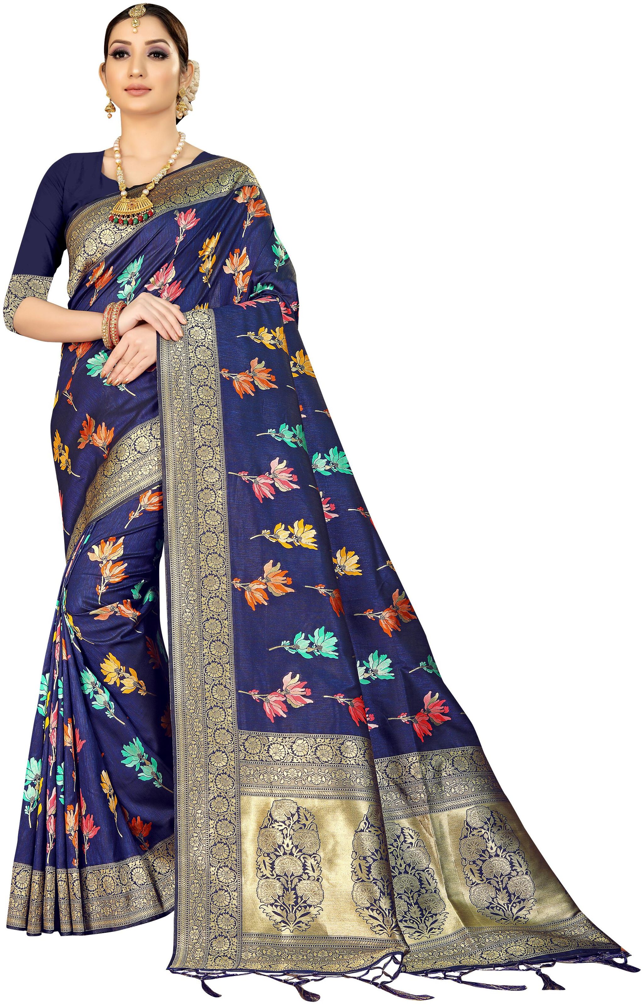 

Wax Berry Women Jacquard Party Wear Saree With Blouse Piece (Blue)