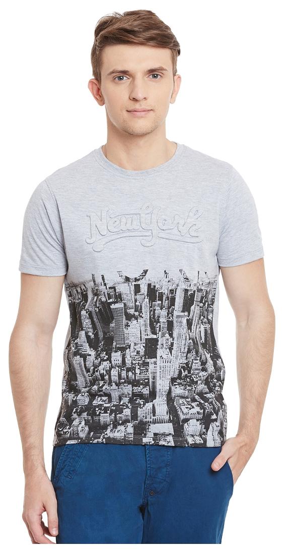 

Wear your Mind Men s Regular Fit Printed T-Shirt - Grey