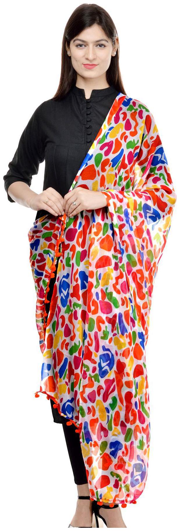 

Weavers Villa Printed Faux Chiffon Dupattas Multicoloured Women s Dupatta Scarf Stole