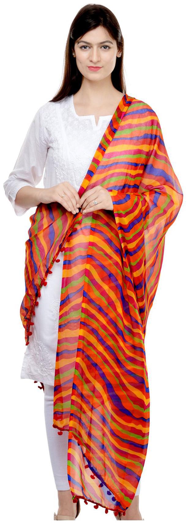 

Weavers Villa Printed Faux Chiffon Dupattas Multicoloured Women s Dupatta Scarf Stole