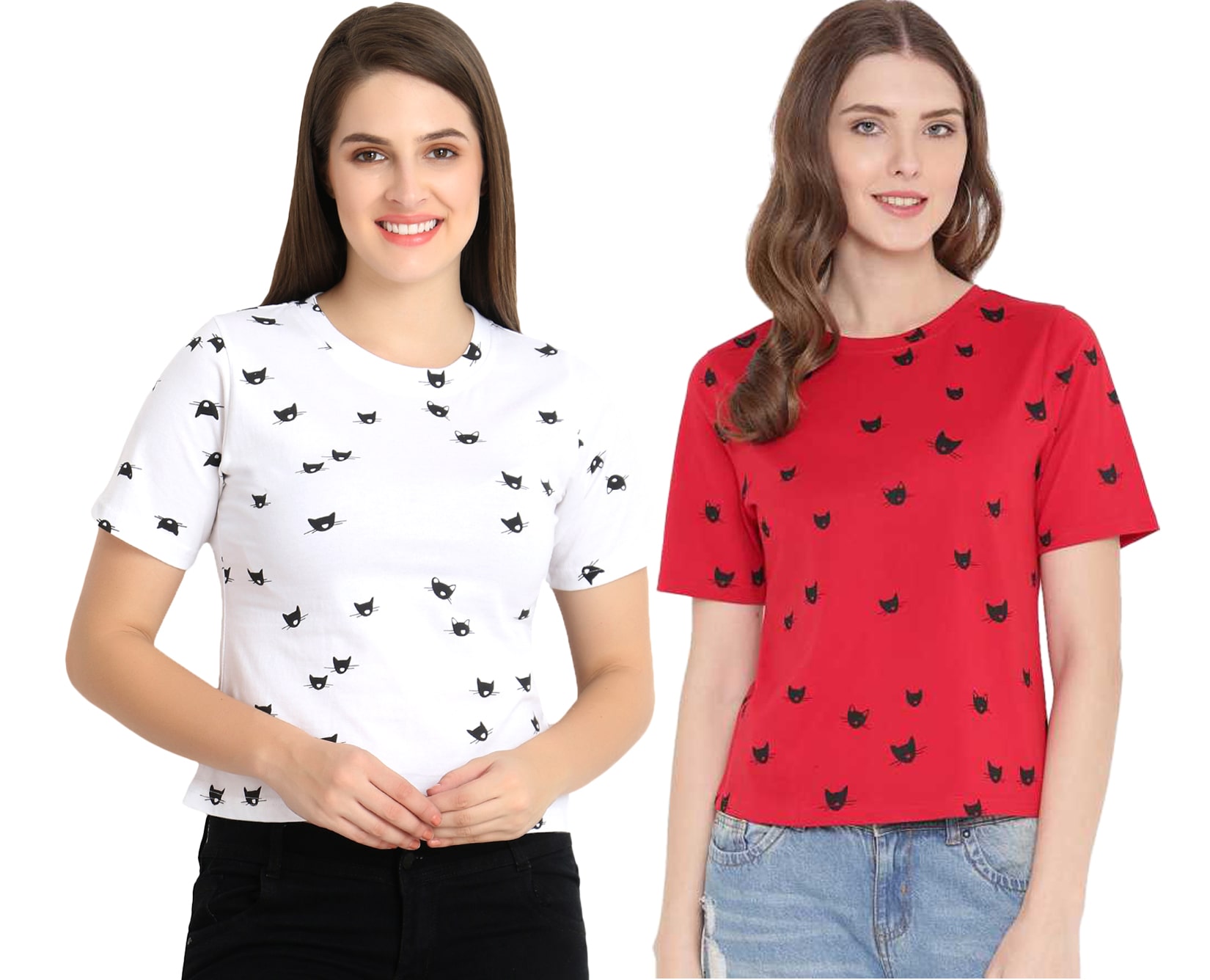 

WEFT Women Printed Regular top - White Red