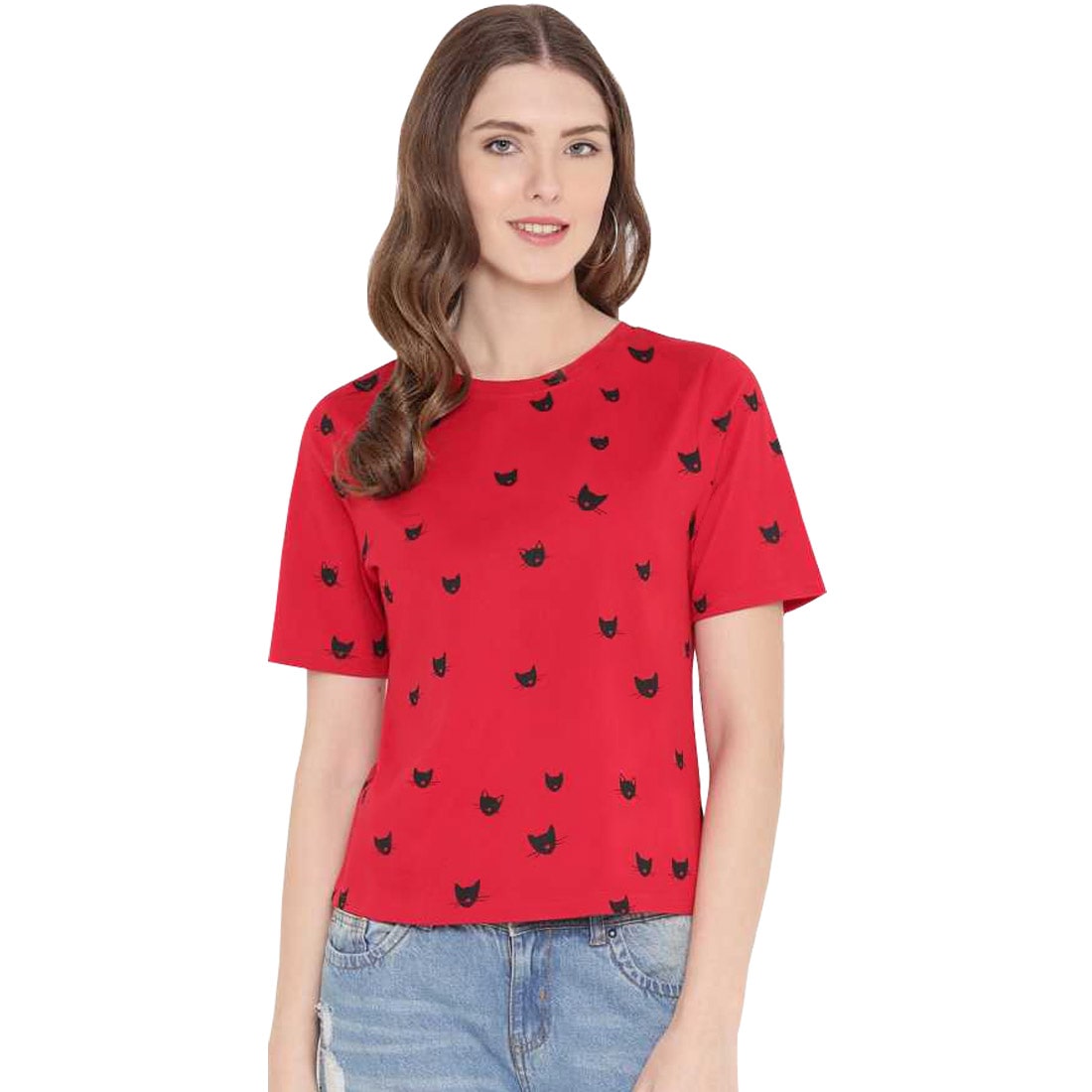 

WEFT Women Printed Regular top - Red
