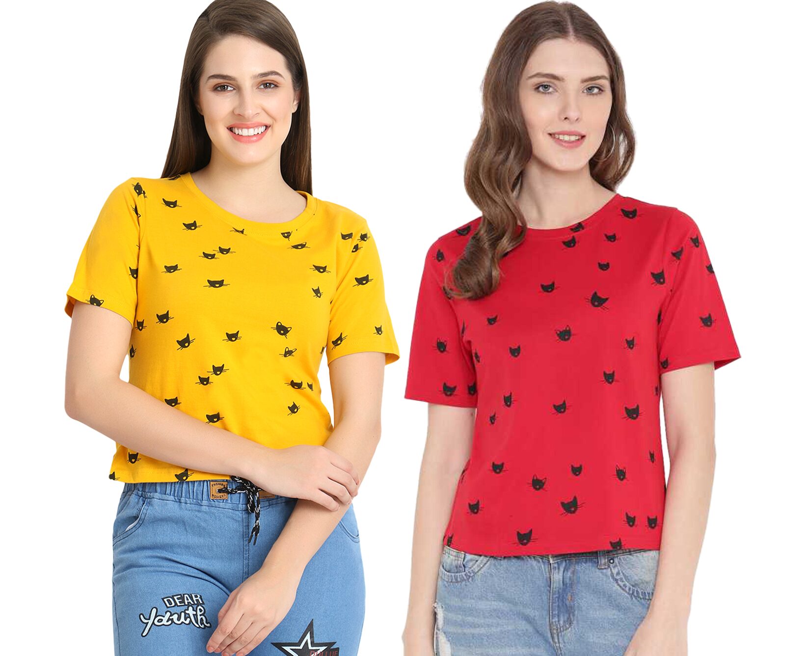 

WEFT Women Printed Regular top - Yellow Red