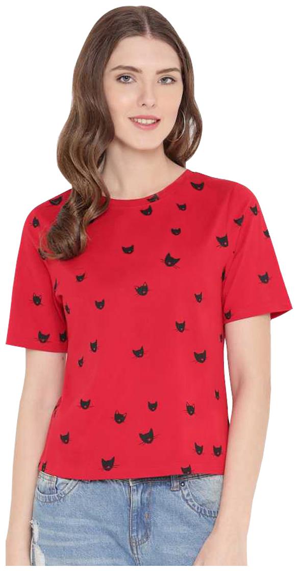 

WEFT Women Printed Regular top - Red