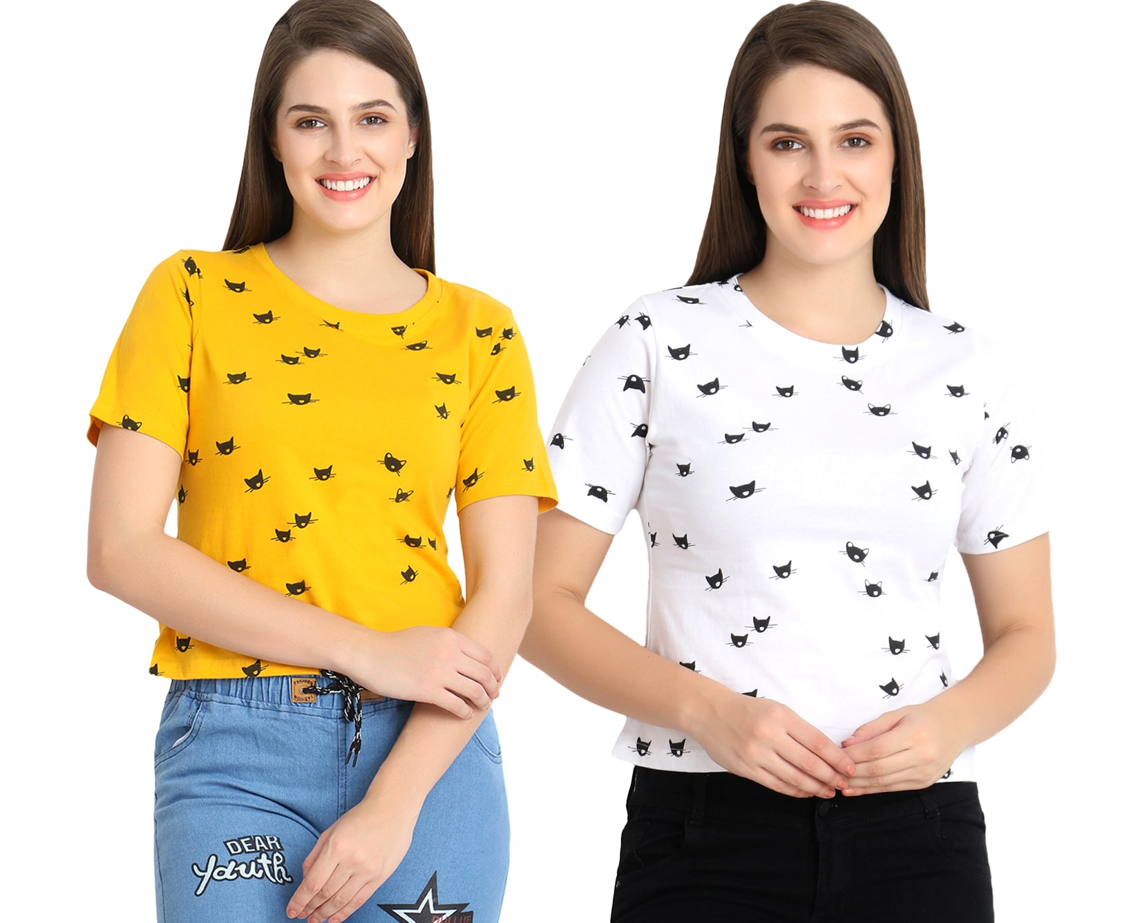 

WEFT Women Printed Regular top - White Yellow