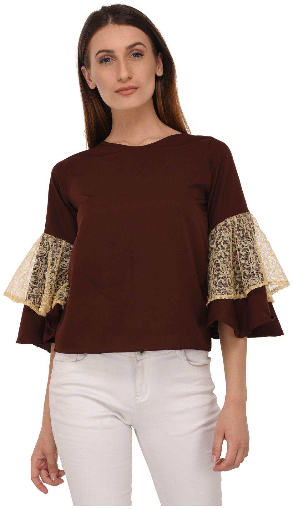 

Westrobe Women Printed A-line top - Brown