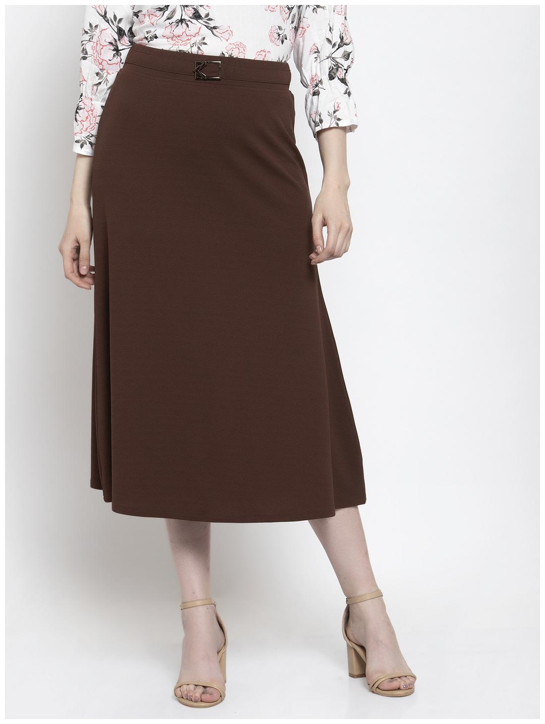 

Westwood Solid Flared skirt Midi Skirt - Brown