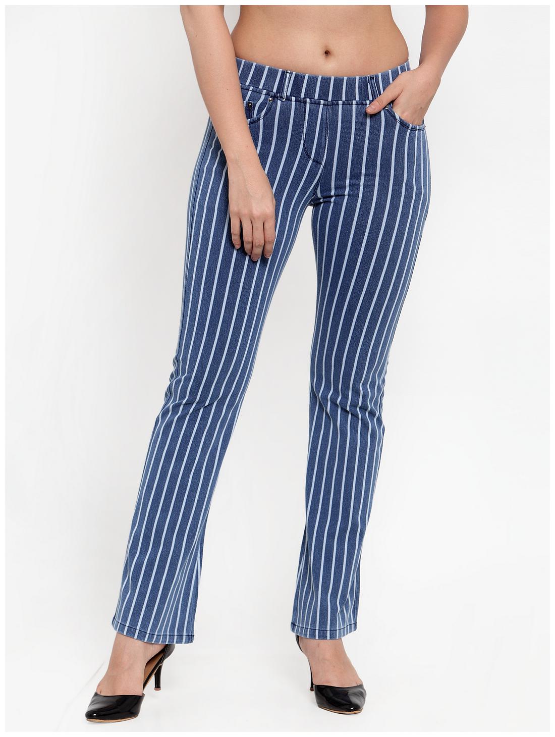 

Westwood Women Cotton Striped Blue Bootcut Trousers