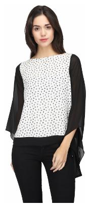 

Eavan Women Floral A-line top - White Black