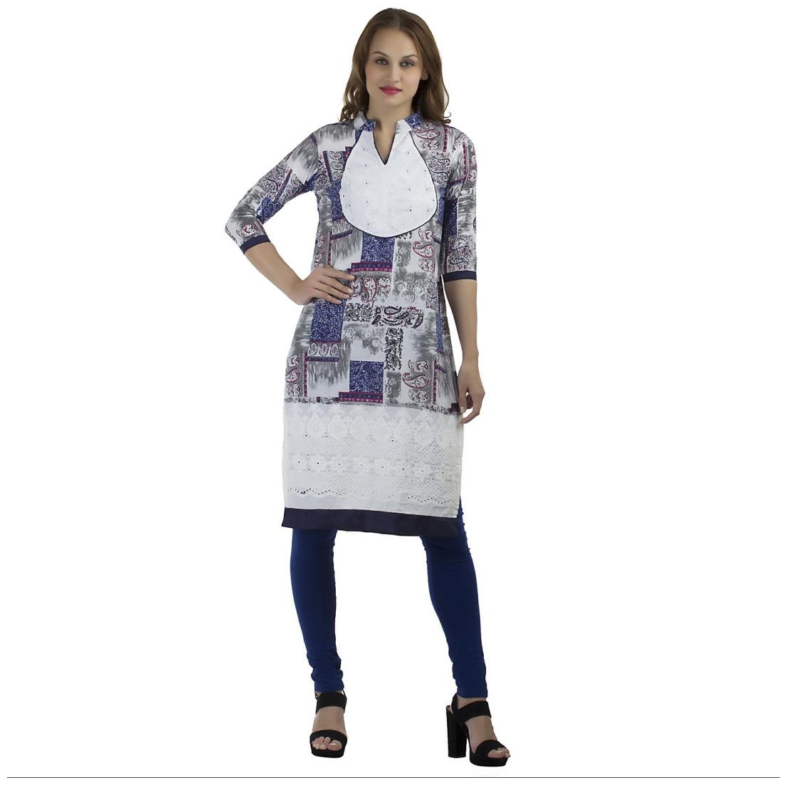 

Enchanted Drapes Women Blue Printed Regular Kurti