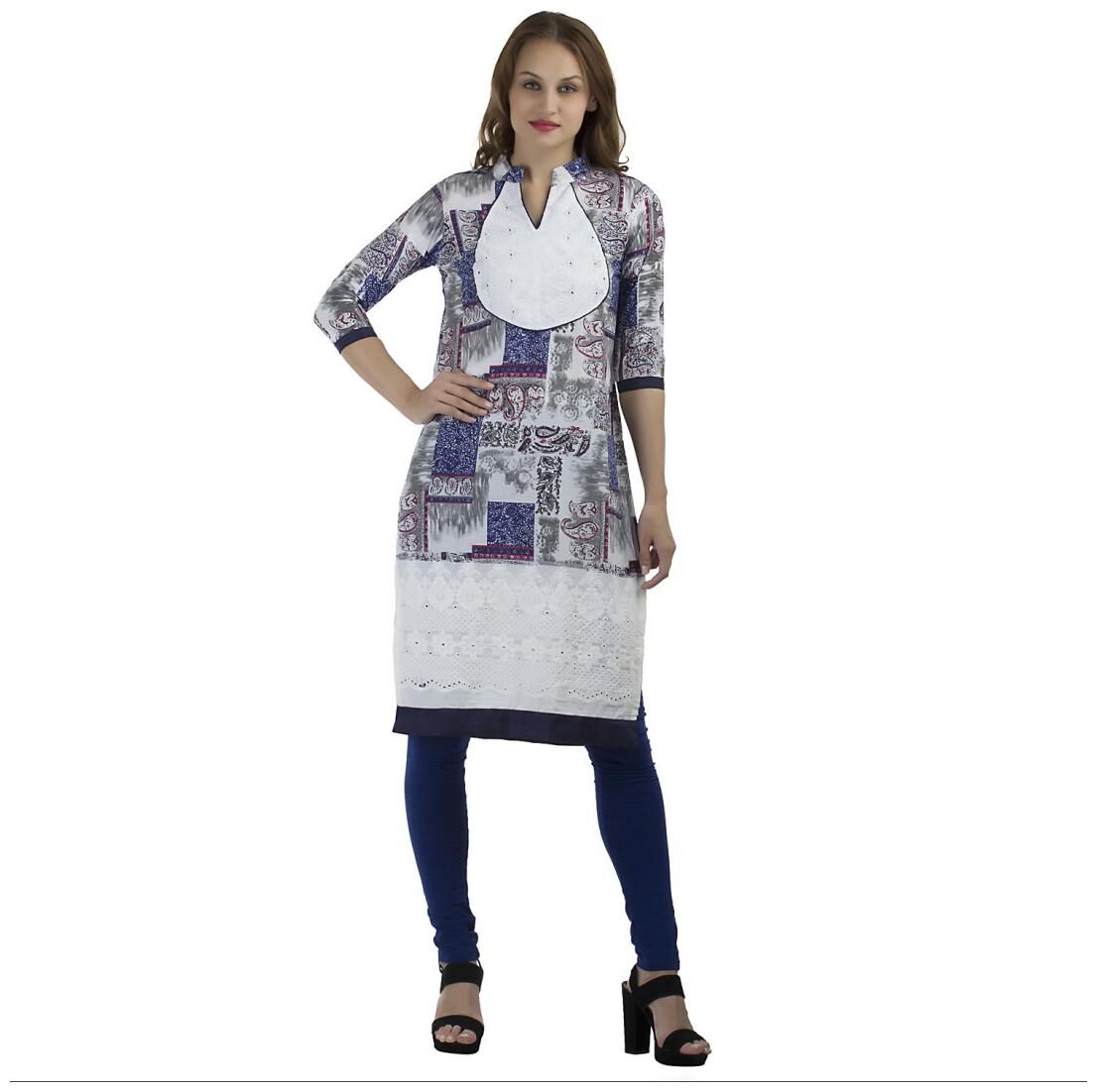 

Enchanted Drapes Women Blue Printed Regular Kurti