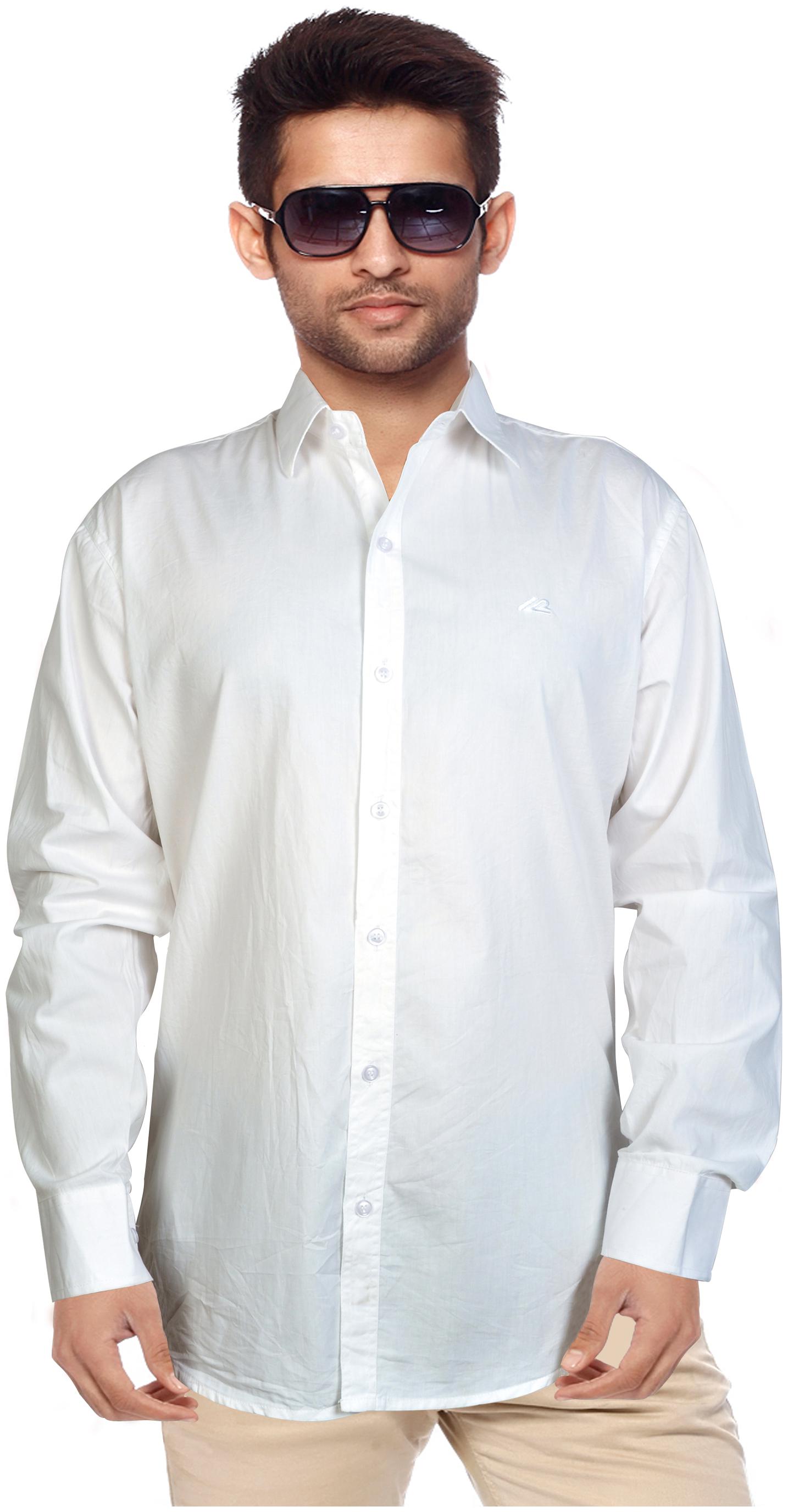 

XunZoni Men White Solid Slim Fit Casual Shirt