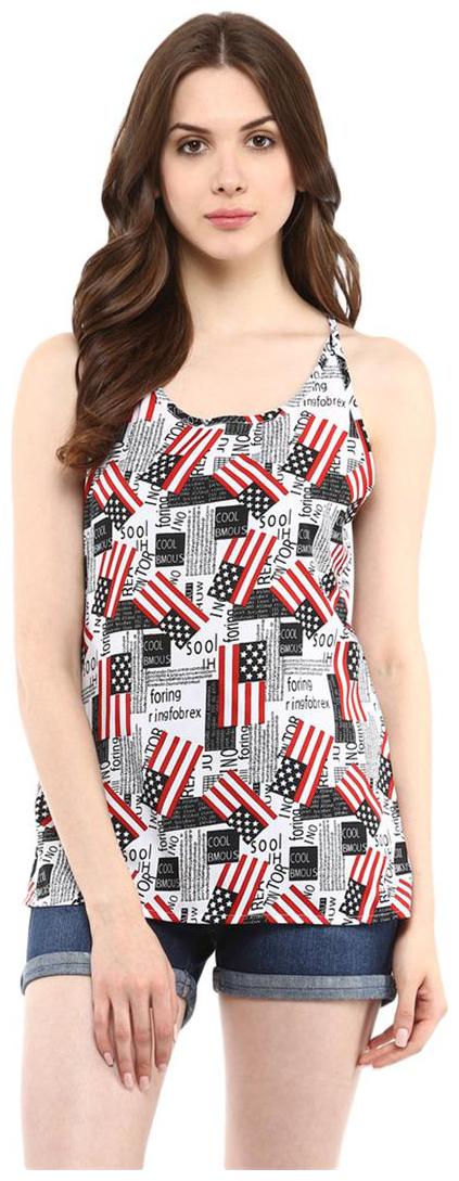 

White flag print strap top