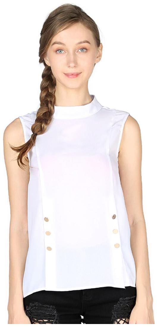 London Rag Women Solid Regular top - White