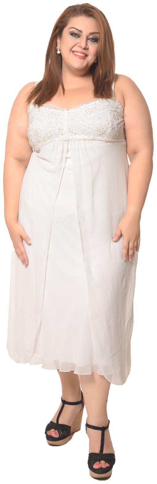

Trendy Divva White Embroidered Bodycon dress