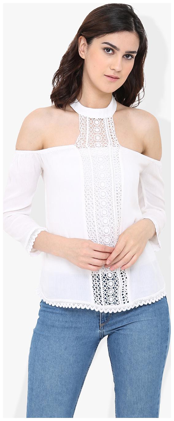 

Trend Arrest Women Solid A-line top - White
