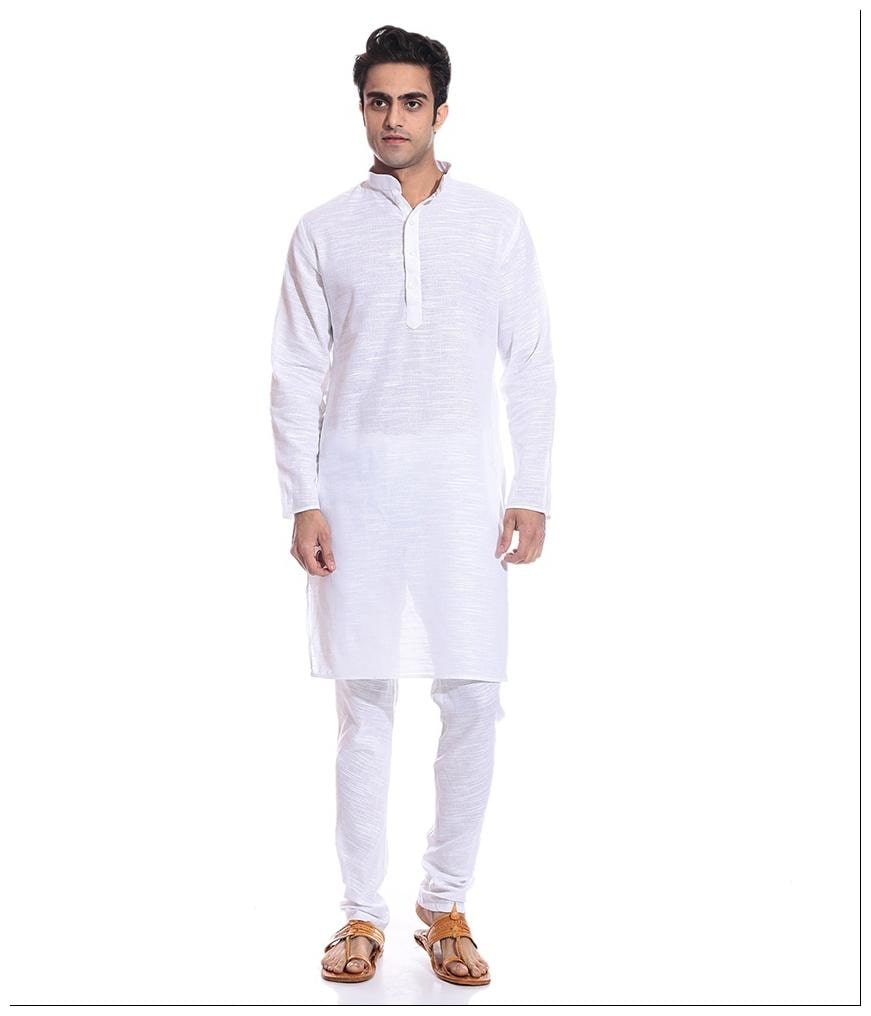 

Mehta Apparels White Linen Kurta and churidaar