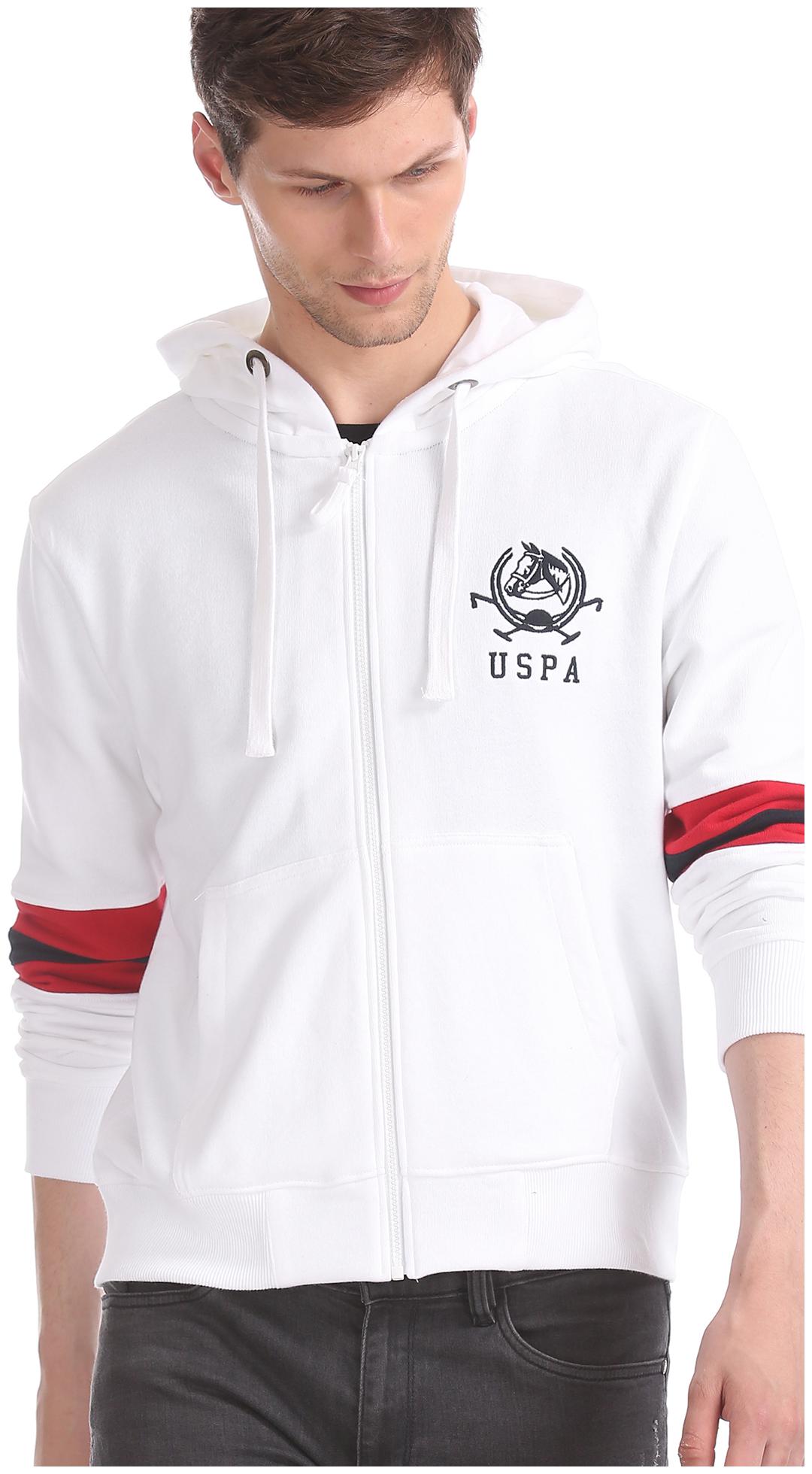 

U S Polo Assn Men White Hooded Sweatshirt