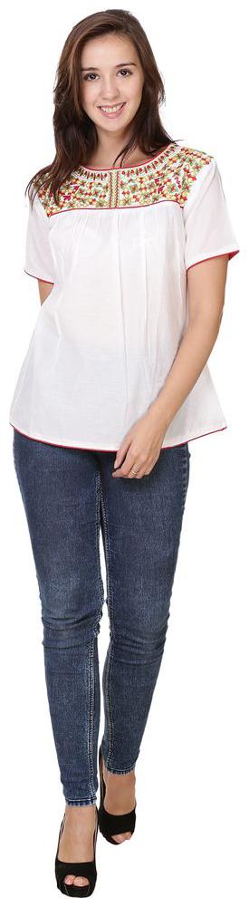 

Sukuma Women Embroidered Regular top - White