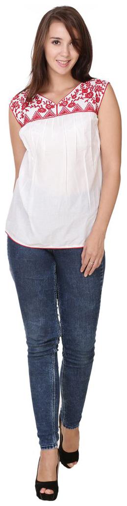 

Sukuma Women Embroidered Regular top - White