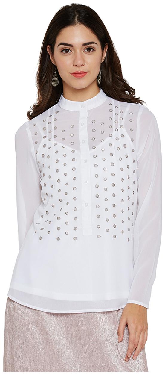 

White Sheer Embroidered Top