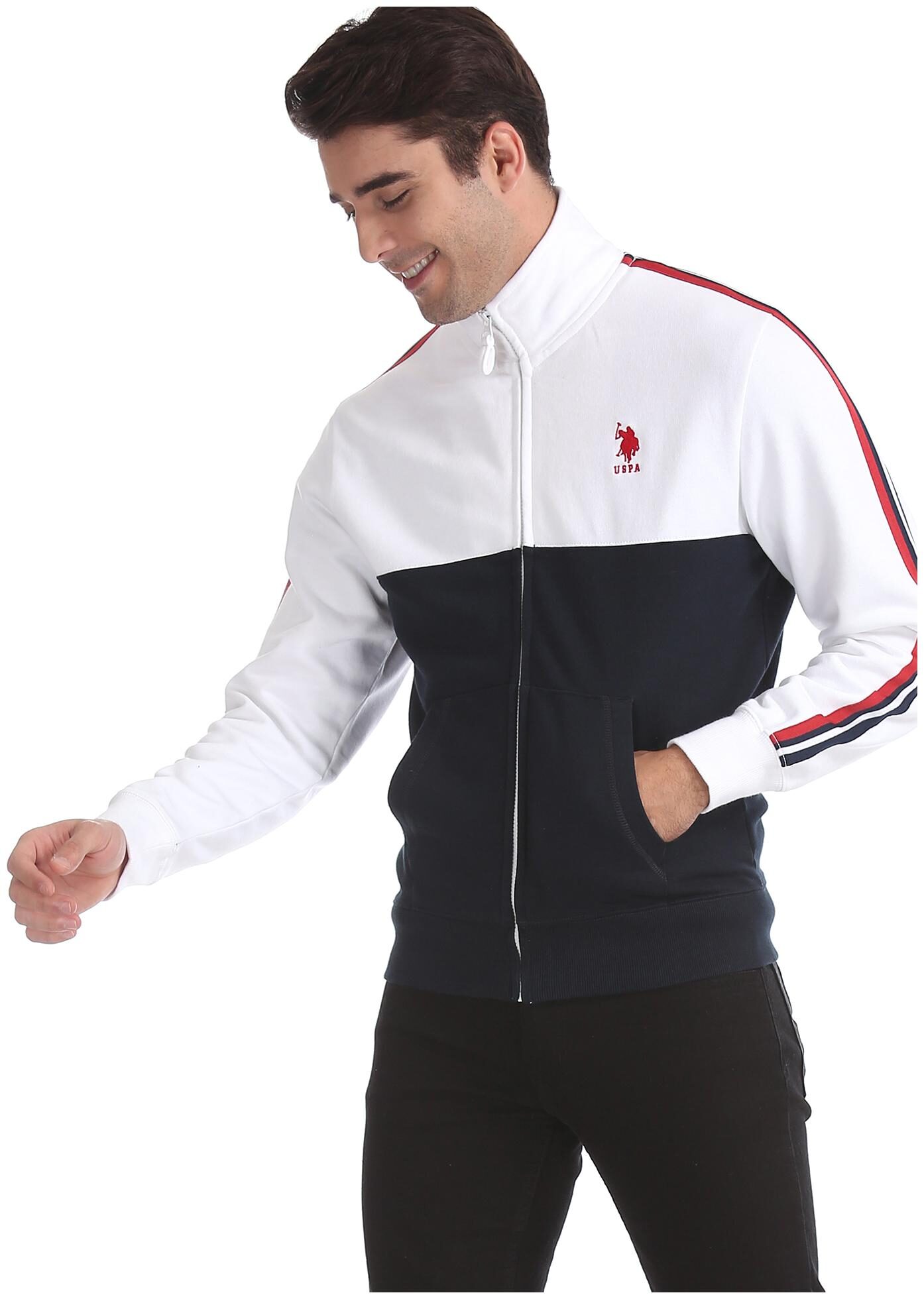 

U S Polo Assn Men White High neck Sweatshirt