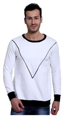 

CROWNKART Men White Round neck Sweatshirt