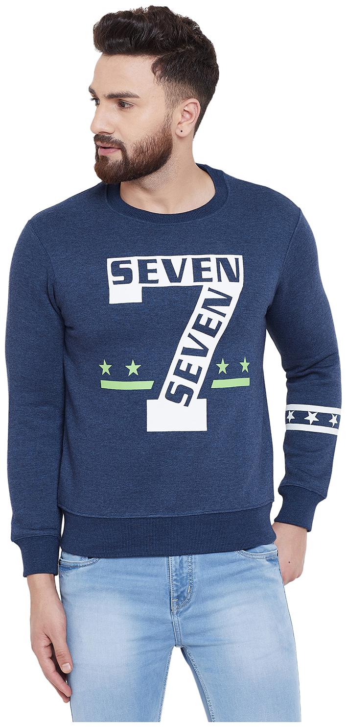 

WHITEMOON Men Blue Round neck Sweatshirt