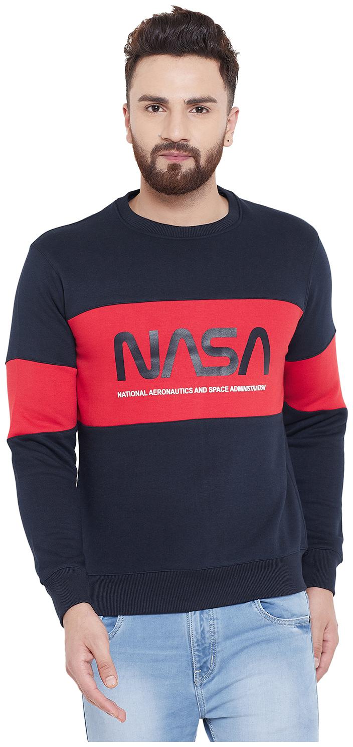 

WHITEMOON Men Blue Round neck Sweatshirt