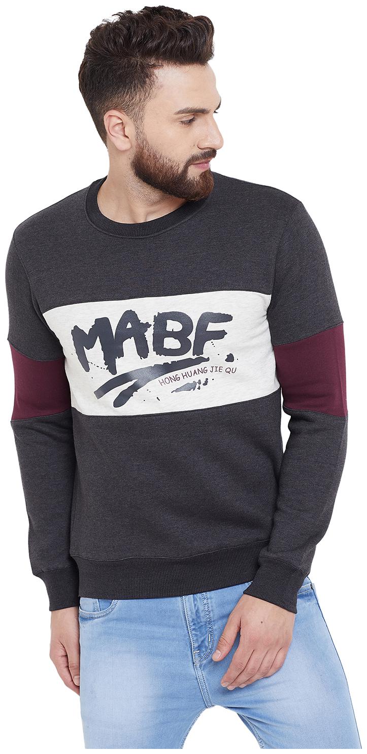 

WHITEMOON Men Grey Round neck Sweatshirt