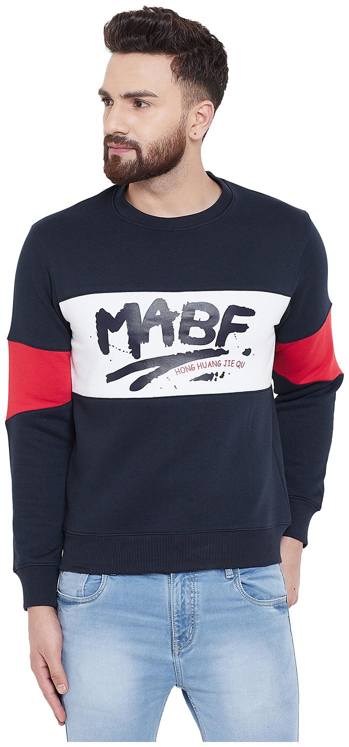

WHITEMOON Men Blue Round neck Sweatshirt