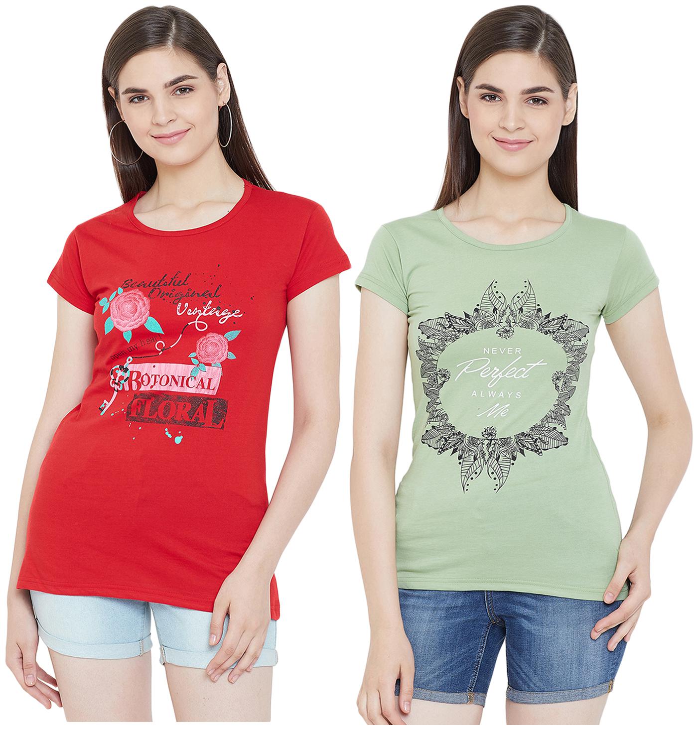 

WHITEMOON Women Printed Regular top - Red Green