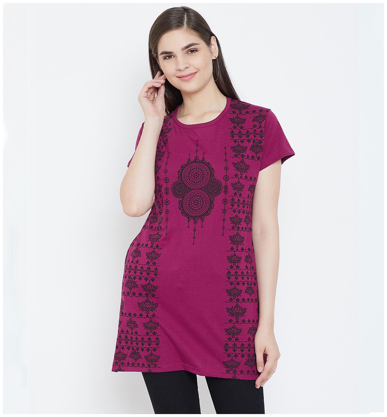 

WHITEMOON Women Purple Regular fit Round neck Cotton T shirt