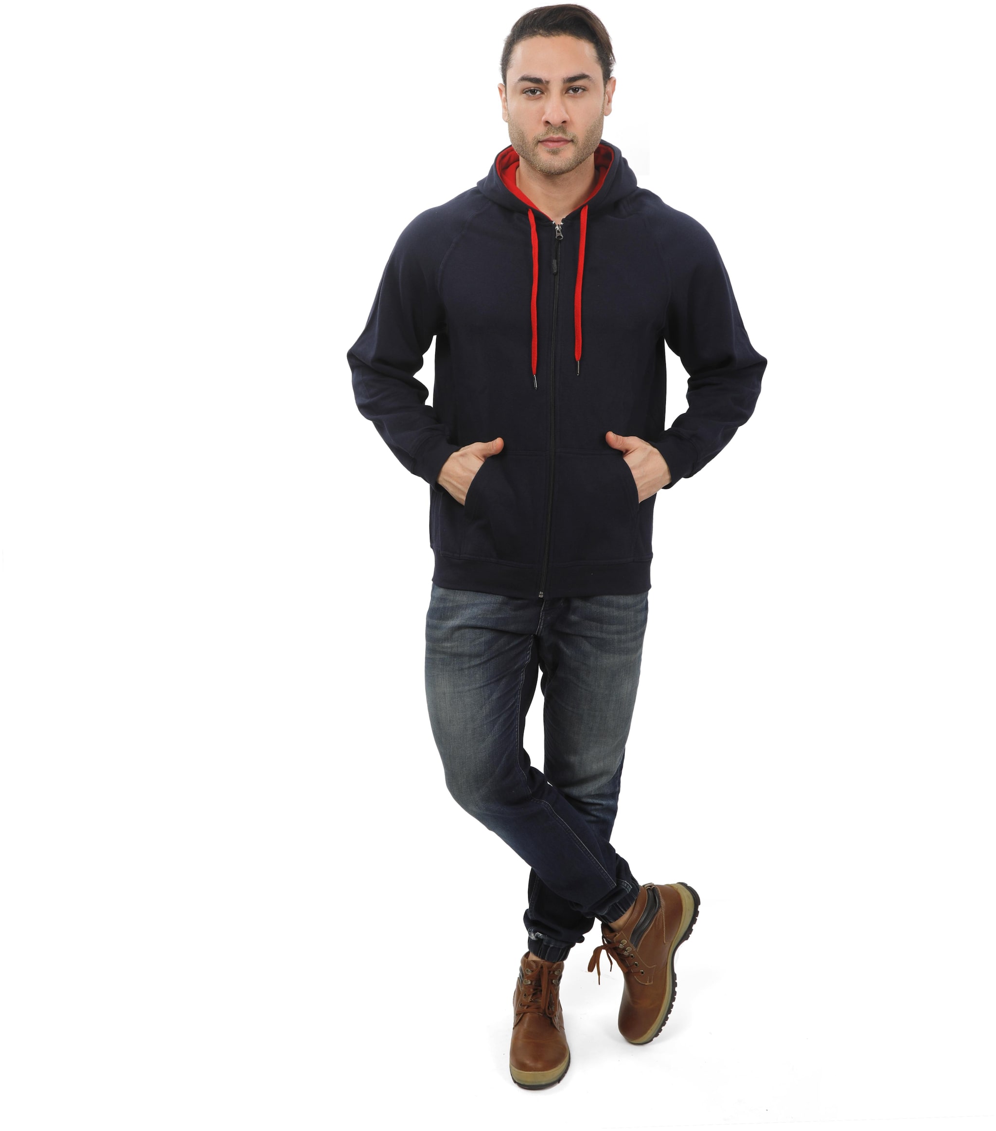 

Wild Horn Men s Navy Blue Cotton Solid Hoodie