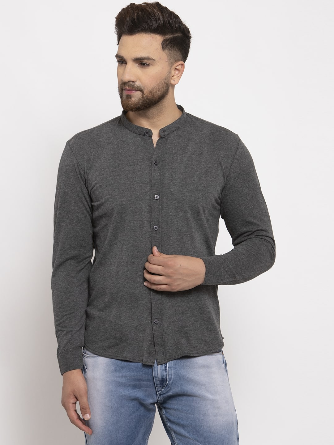 

Wild West Men Grey Solid Regular Fit Casual Shirt