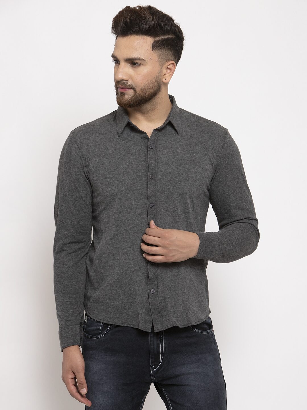 

Wild West Men Grey Solid Regular Fit Casual Shirt