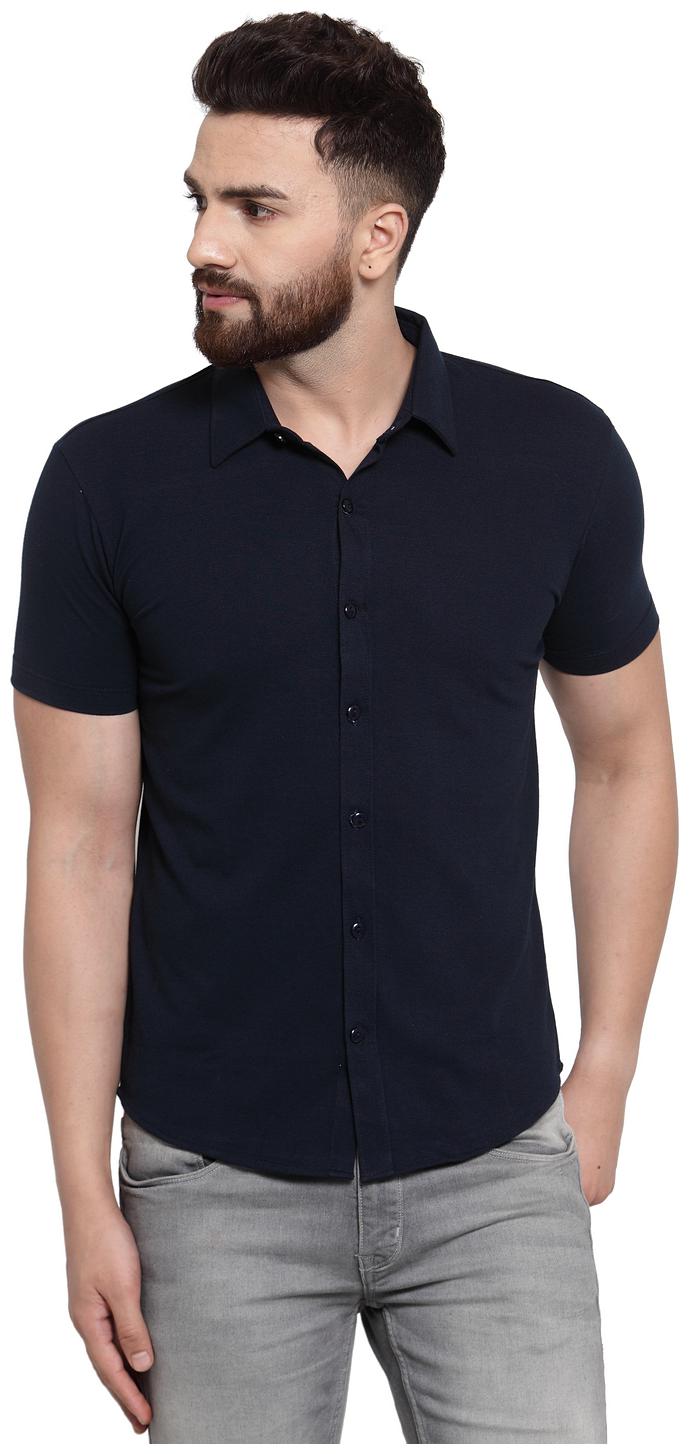 

Wild West Men Navy Blue Solid Regular Fit Casual Shirt