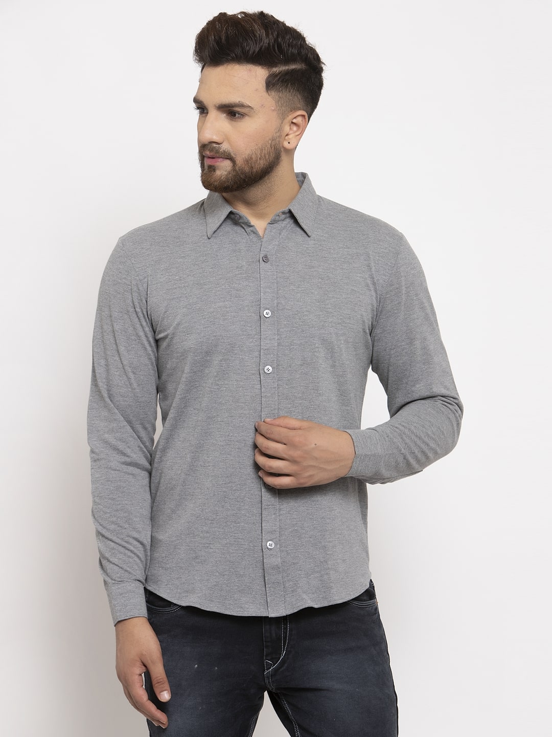 

Wild West Men Grey Solid Regular Fit Casual Shirt