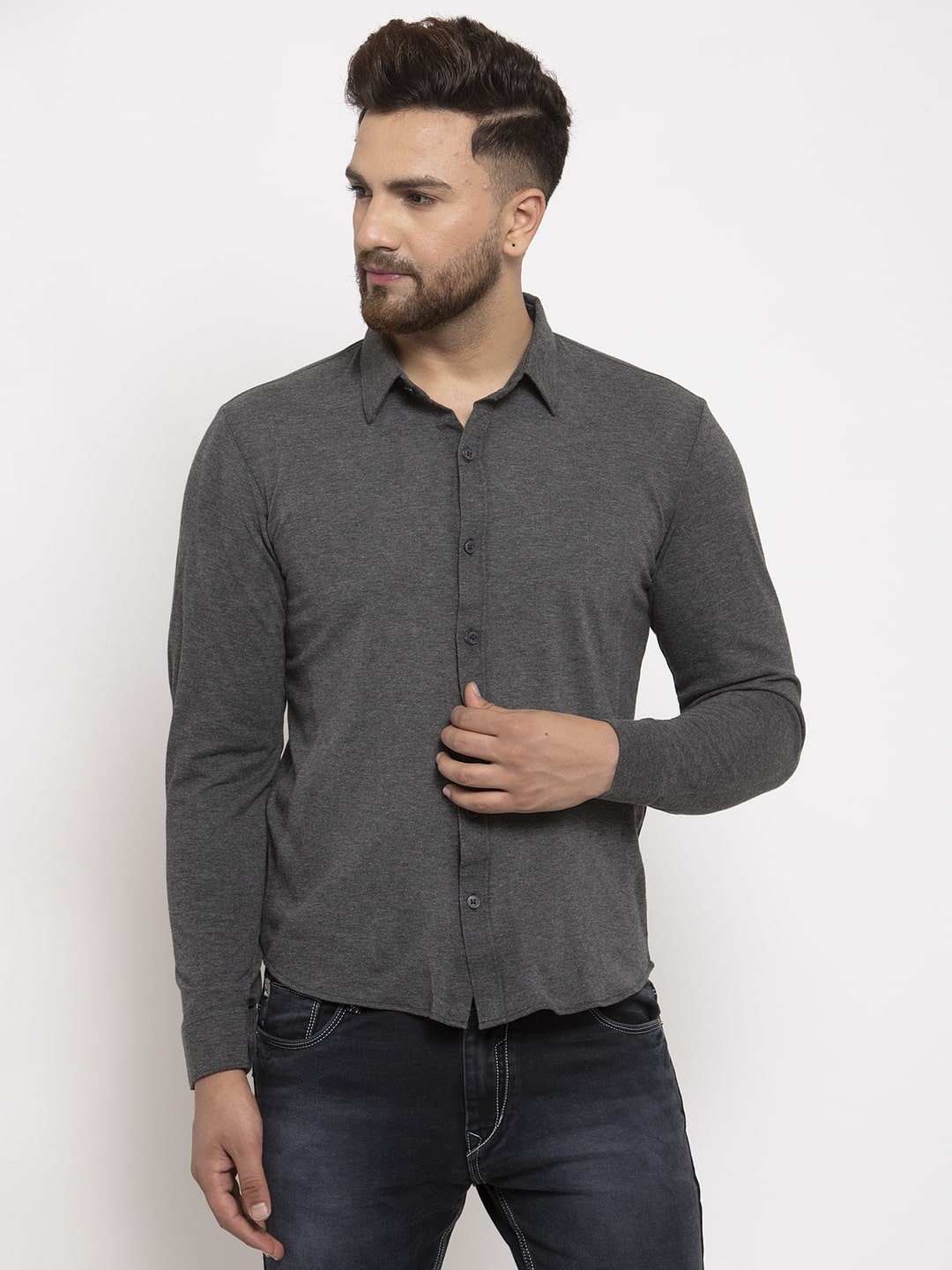 

Wild West Men Grey Solid Regular Fit Casual Shirt