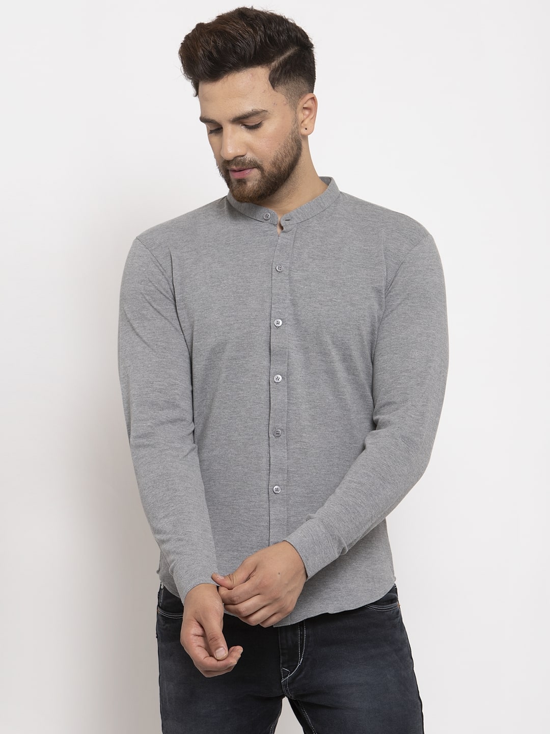 

Wild West Men Grey Solid Regular Fit Casual Shirt