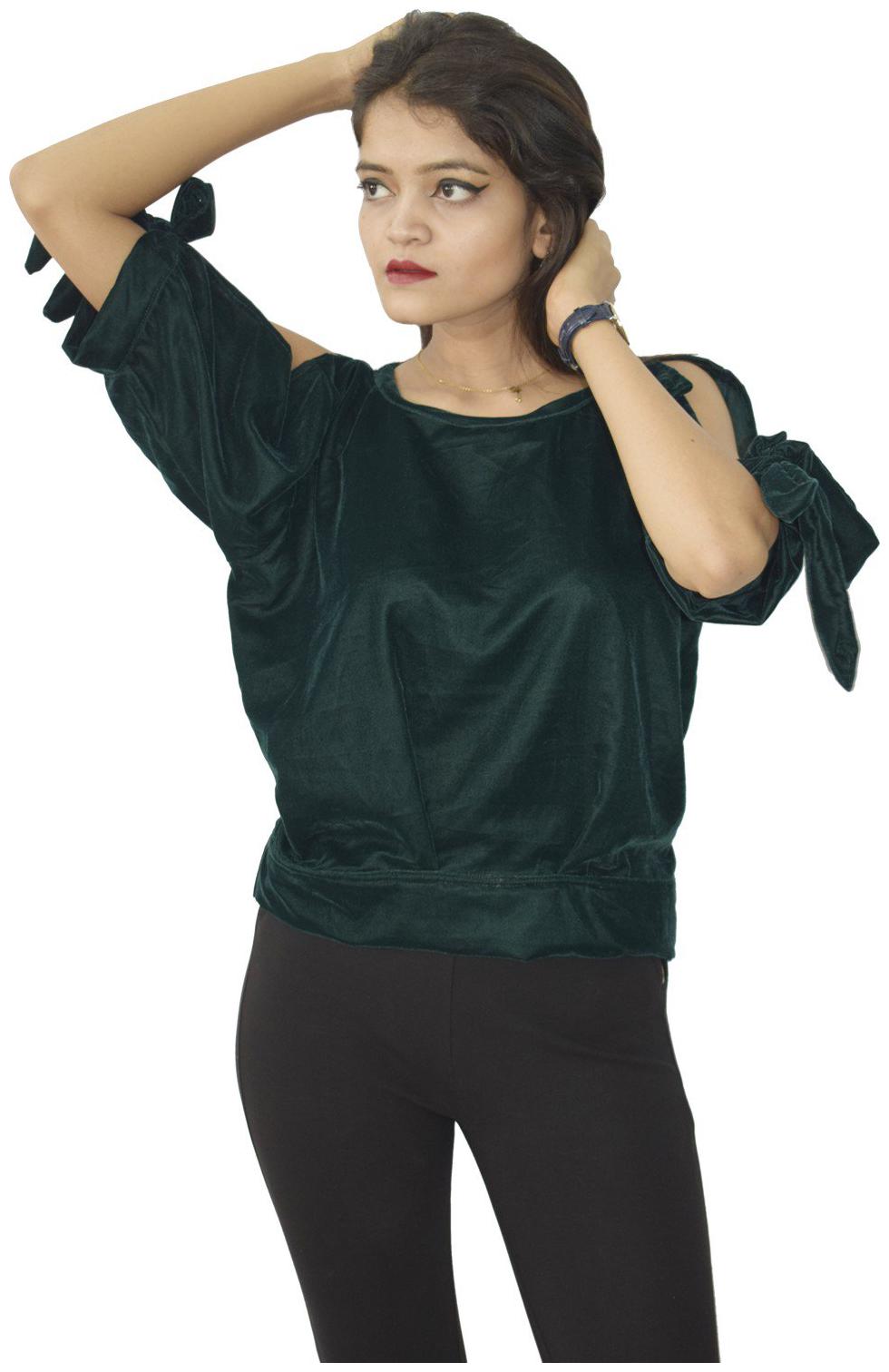 

Rajkumari dress up like a princess Women Solid Regular top - Green