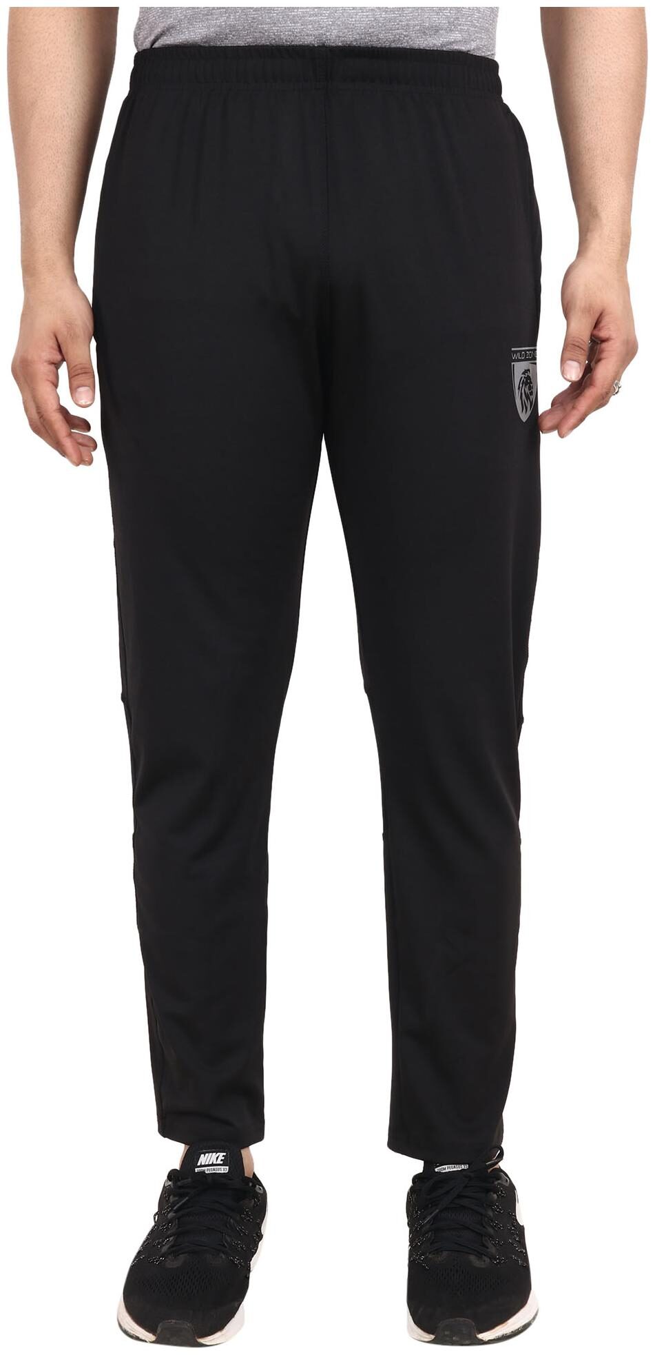 

WILDZONE Men Black Solid Regular fit Track pants
