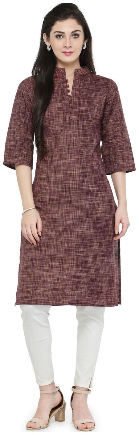 

Wine Collar Neck Kurti