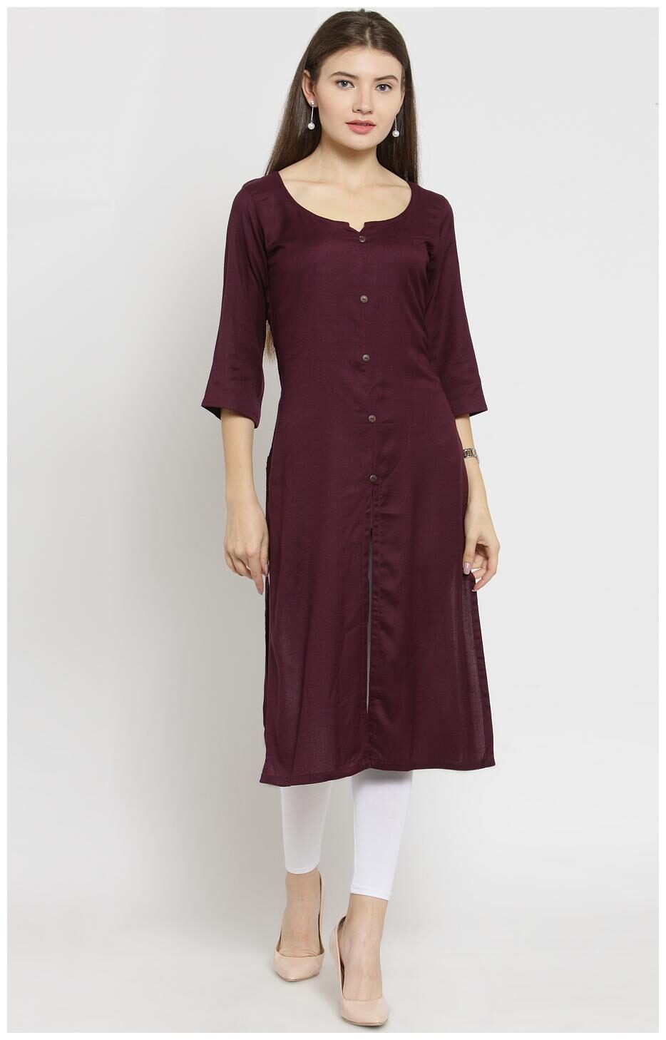 

Sayesha Women Wine Solid Straight Kurta