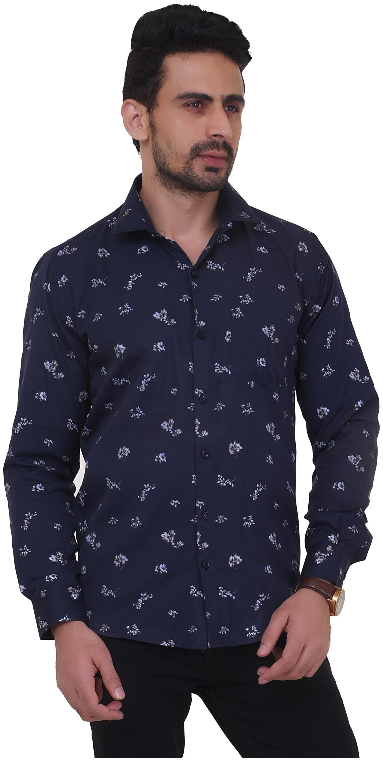 

WINWAY Men Blue Printed Slim Fit Casual Shirt