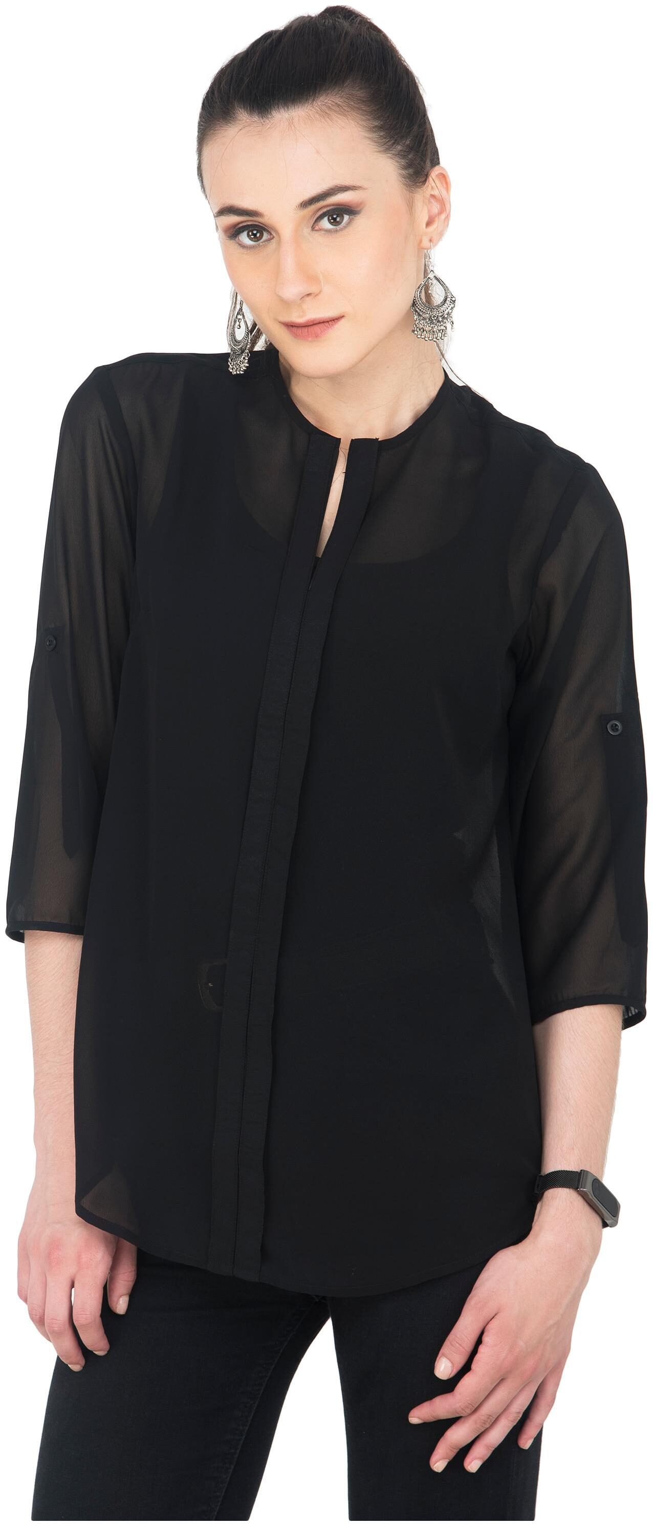 

WISH TREE Women Black Solid Slim Fit Shirt