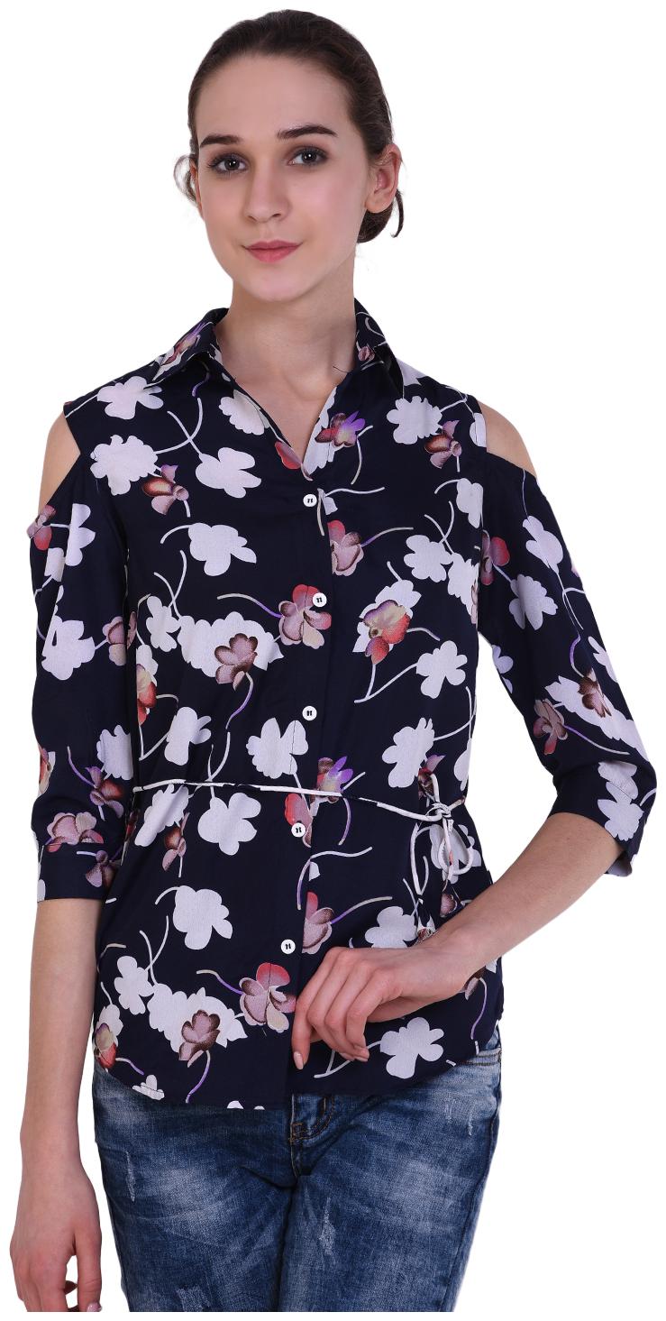 

WISH TREE Women Blue Floral Slim Fit Shirt